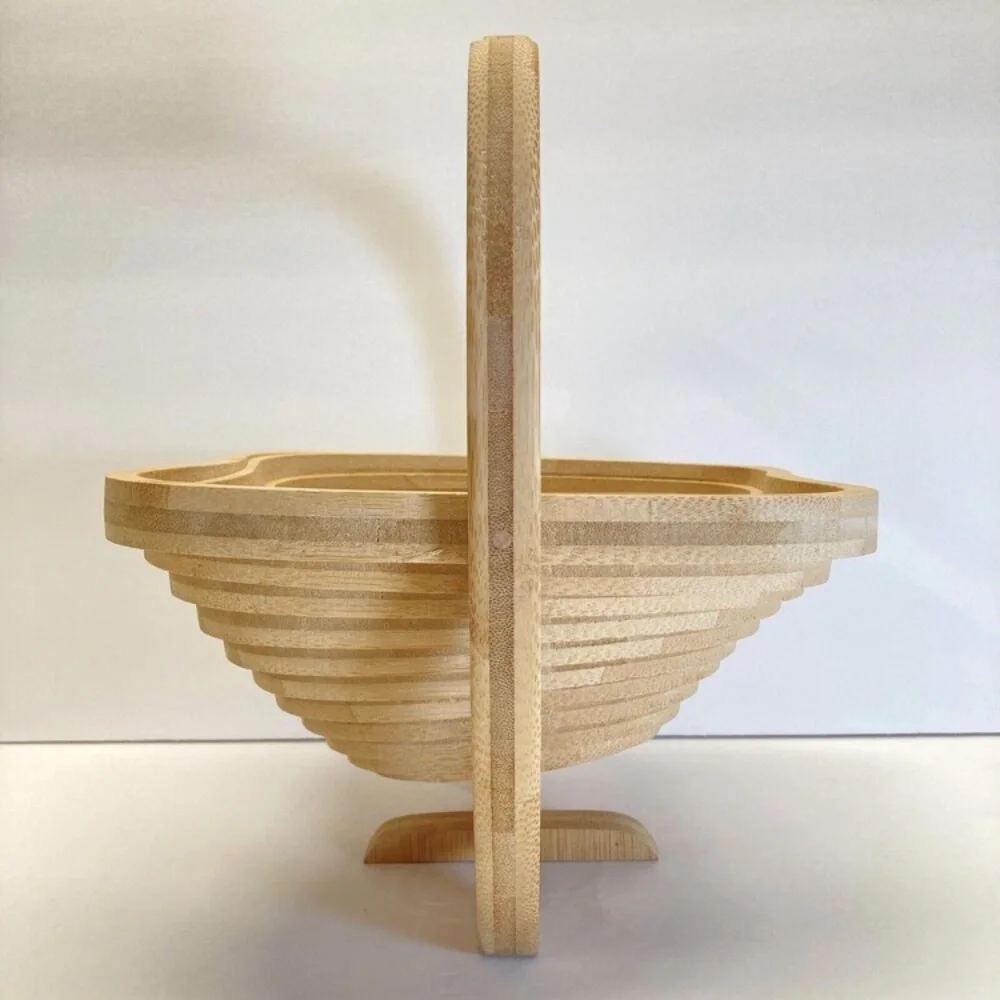 Oh! Nuts Bamboo Apple Collapsible Basket - Unique Decorative Storage